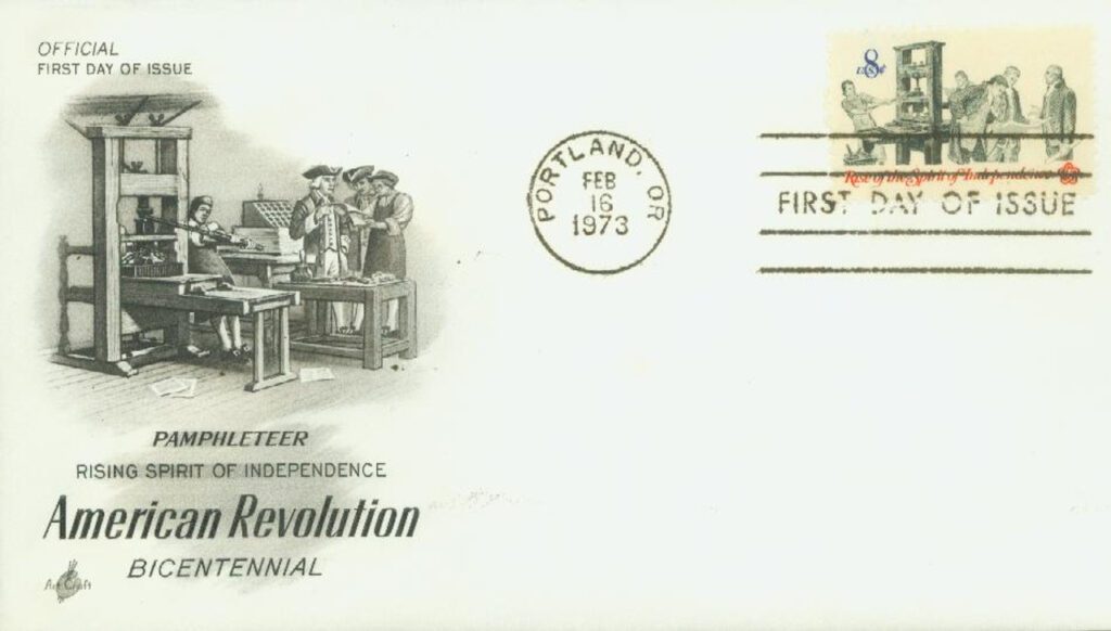 #1476 - 1973 8c Colonial Communications: Pamphlet Printing Classic First Day Cover