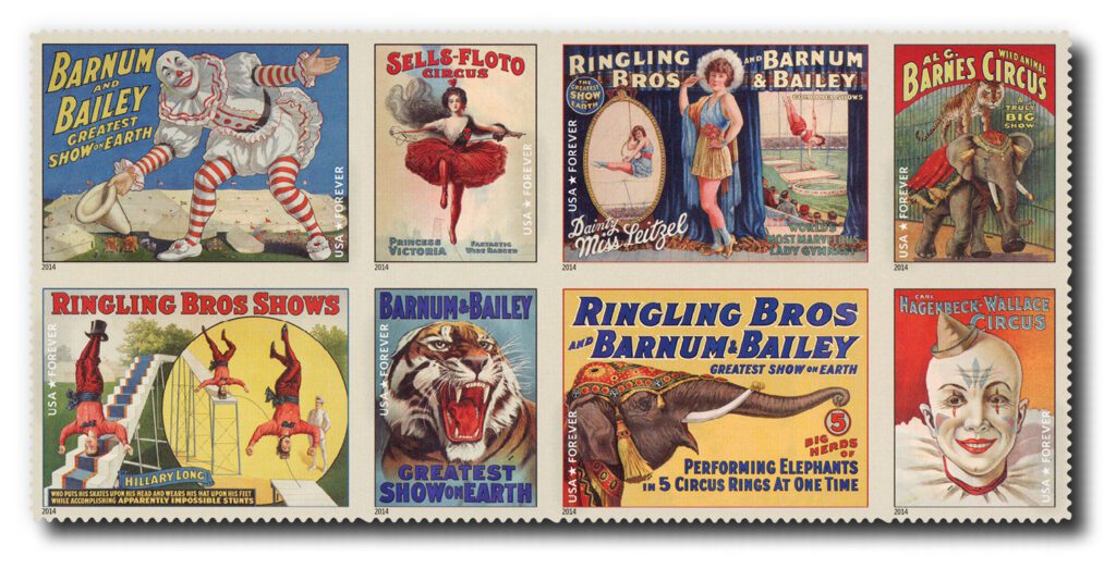 2014 Vintage Circus Posters Stamps
