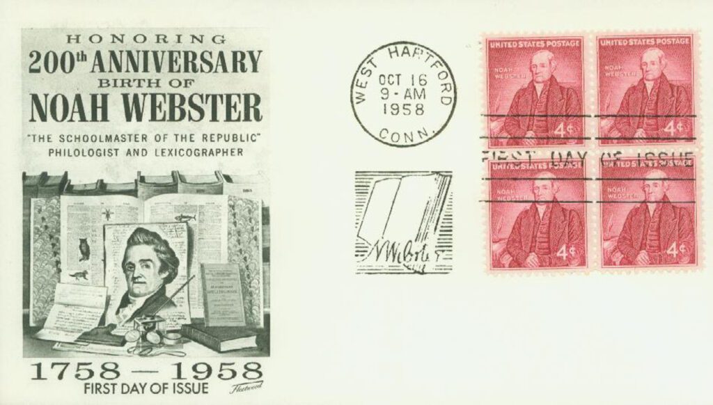 #1121 - 1958 4c Noah Webster Fleetwood First Day Cover