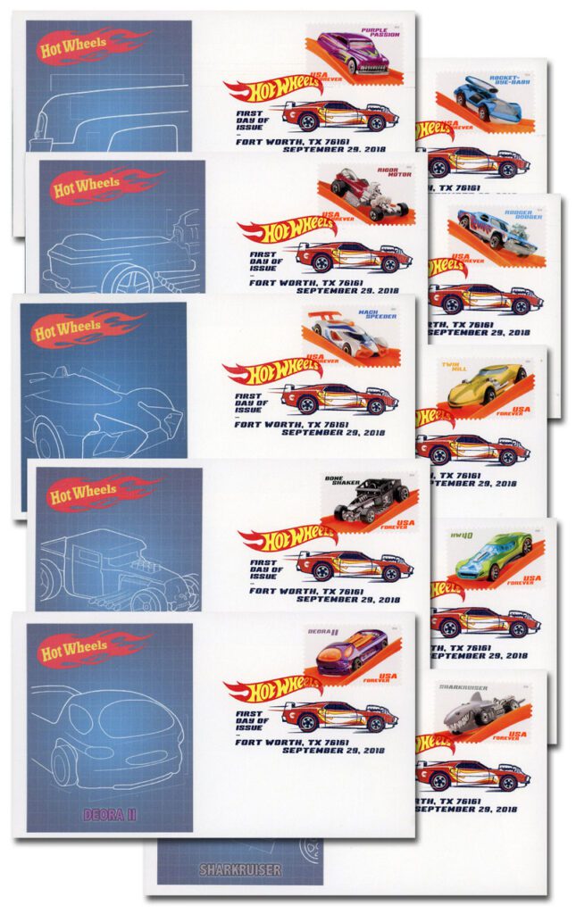 #5321-30 - 2018 First-Class Forever Stamp,Hot Wheels Fleetwood First Day Cover Set with Digital Color Cancels