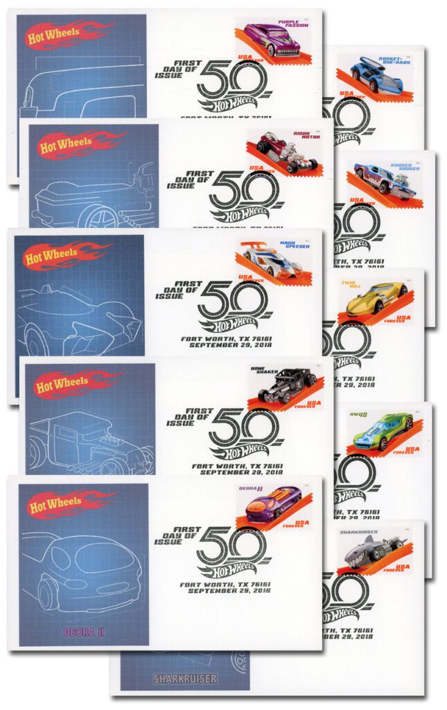 #5321-30 - 2018 First-Class Forever Stamp,Hot Wheels Fleetwood First Day Covers Set