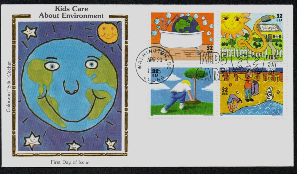 #2951-54 - 1995 32c Earth Day Colorano Silk Cachet First Day Cover