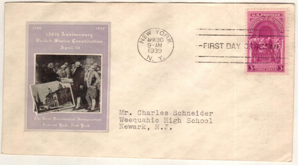 #854 - 1939 3c Inauguration of Washington Sesquicentennial