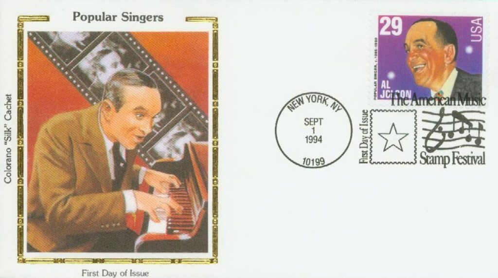 #2849 - 1994 29c Popular Singers: Al Jolson Coloano Silk Cachet First Day Cover