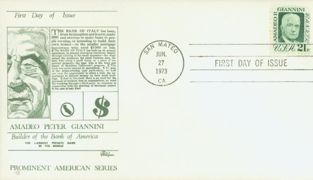 #1400 - 1973 21c Amadeo P. Giannini Classic First Day Cover