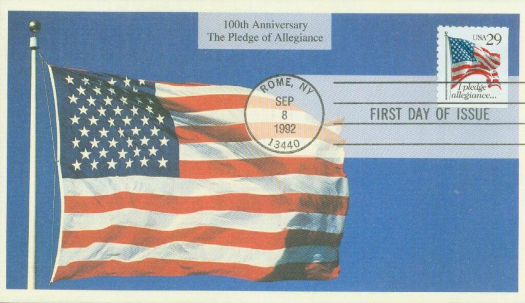 #2593 - 1992 29¢ I Pledge Allegiance, black denomination Mystic First Day Cover