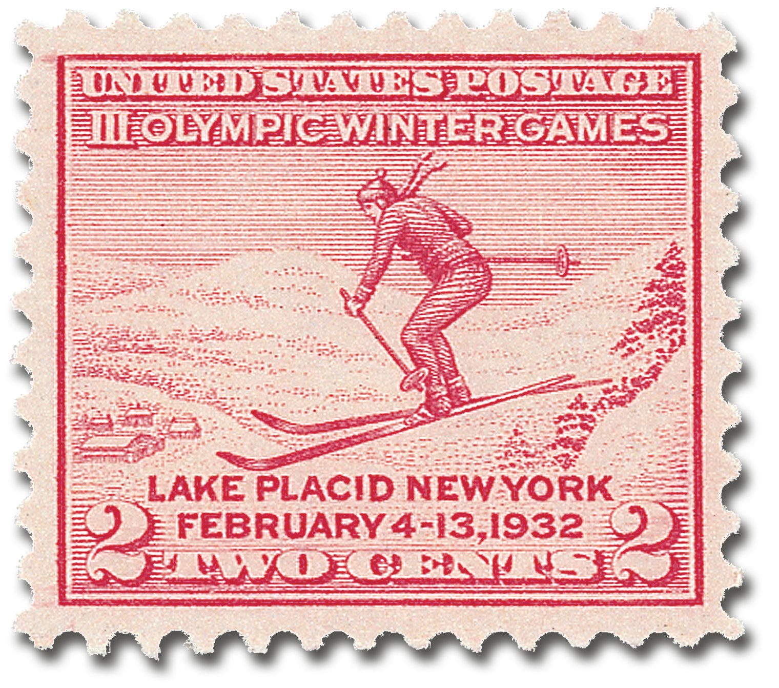 #716 - 1932 2c Third Olympic Winter Games Lake Placid, New York, Carmine Rose