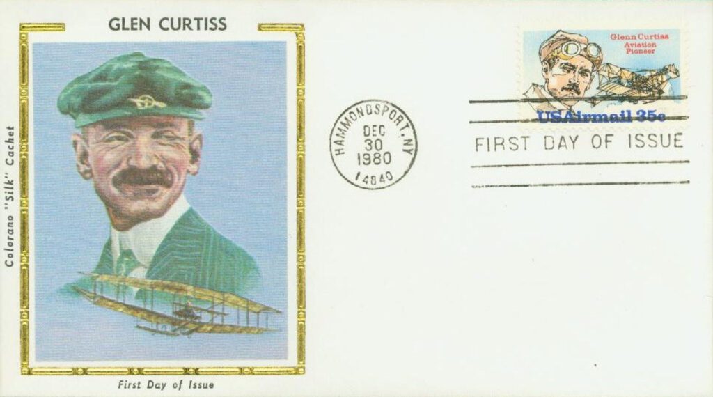 C100 - 1980 35c Glenn Curtiss Colorano Silk Cachet First Day Cover