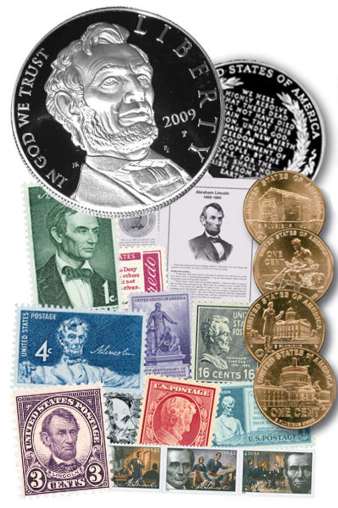 #M10385 - Lincoln Stamp & Coin Collection w/Album
