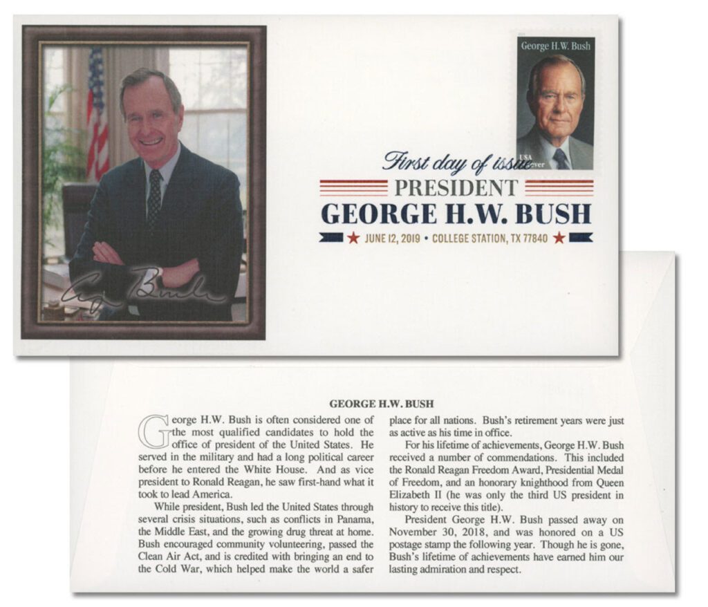 # 5393 - 2019 First-Class Forever Stamp - George H.W. Bush Fleetwood First Day Cover with Digital Color Cancel