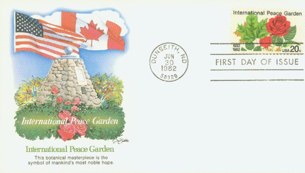 1982 20¢ International Peace Garden Fleetwood First Day Cover