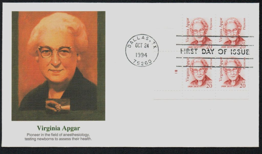 #2179 - 1994 20c Great Americans: Virginia Apgar Fleetwood Plate Block First Day Cover