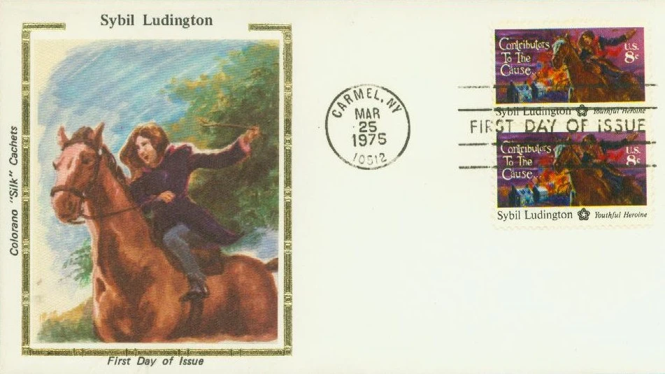 #1559
1975 8c Contributors to the Cause: Sybil Ludington Colorano Silk Cachet First Day Cover