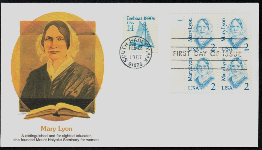 #2169
1987 2c Great Americans Series: Mary Lyon Fleetwood Plate Block First Day Cover