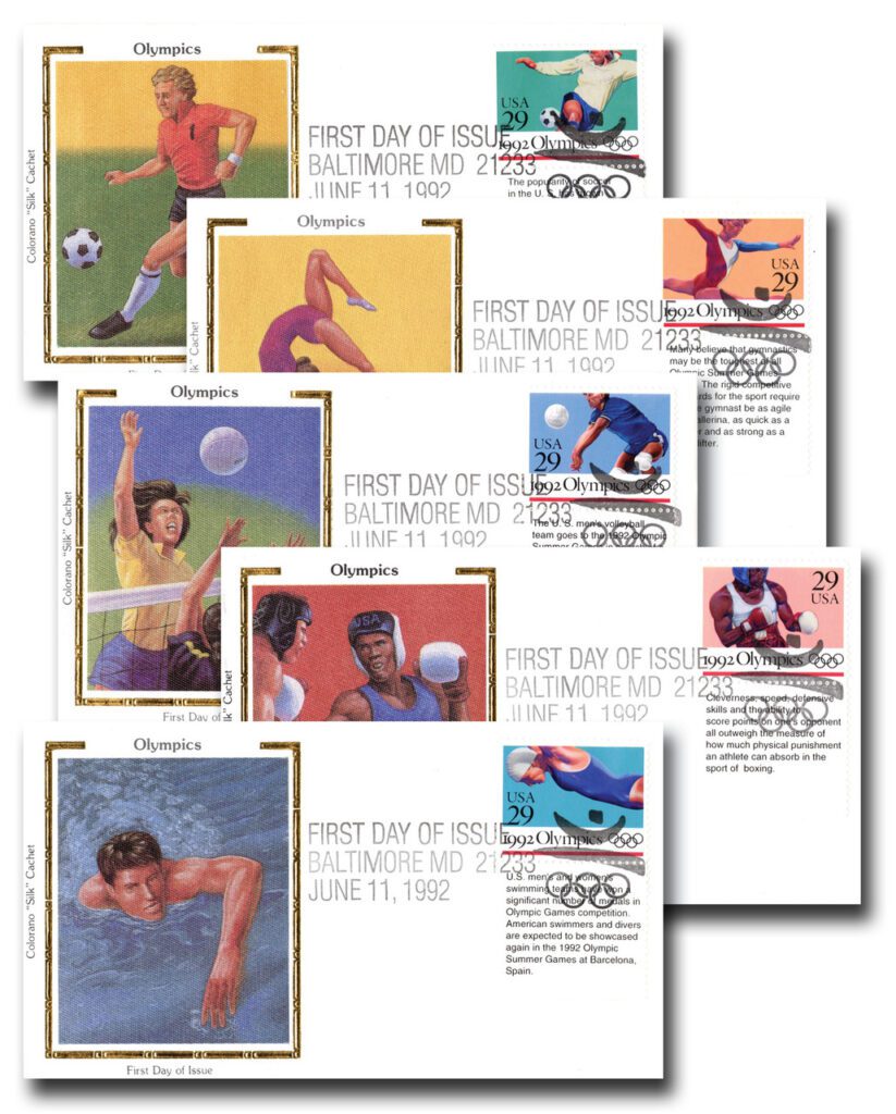 #2637-41 - 1992 29c Summer Olympics Fleetwood Plate Block First Day Cover