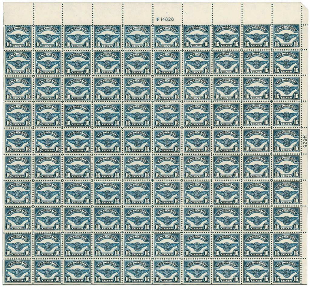 #C5 - 1923 16c Air Service Emblem, dark blue Mint Sheet of 100 stamps