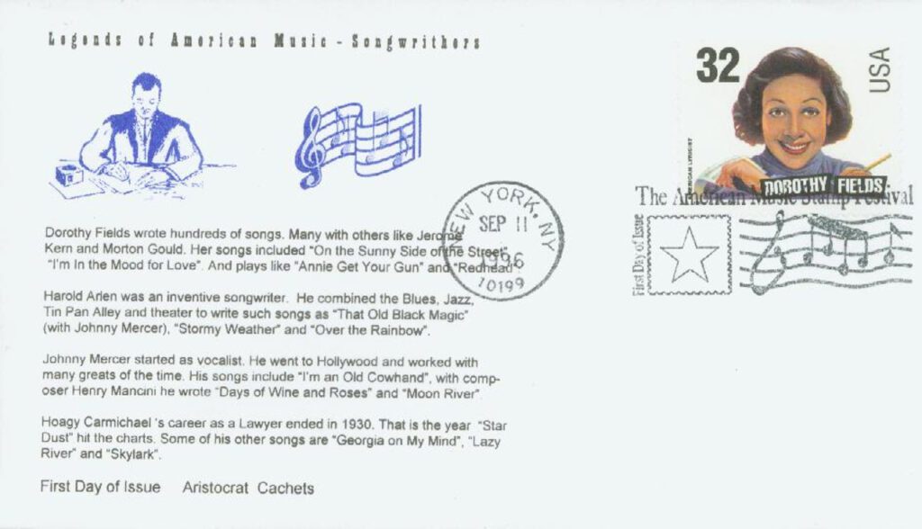 #3102 - 1996 32c Songwriters: Dorothy Fields Classic First Day Cover