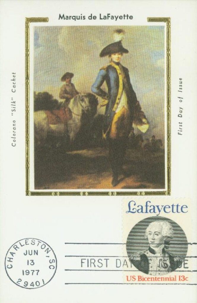 1977 13¢ Marquis de Lafayette Colorano Silk Cachet First Day Cover