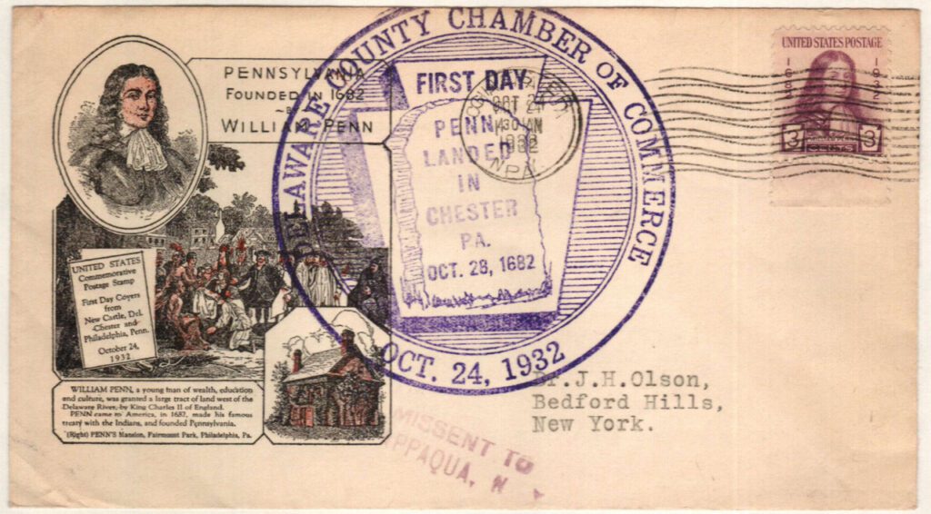 #724 - 1932 3c William Penn Classic First Day Cover