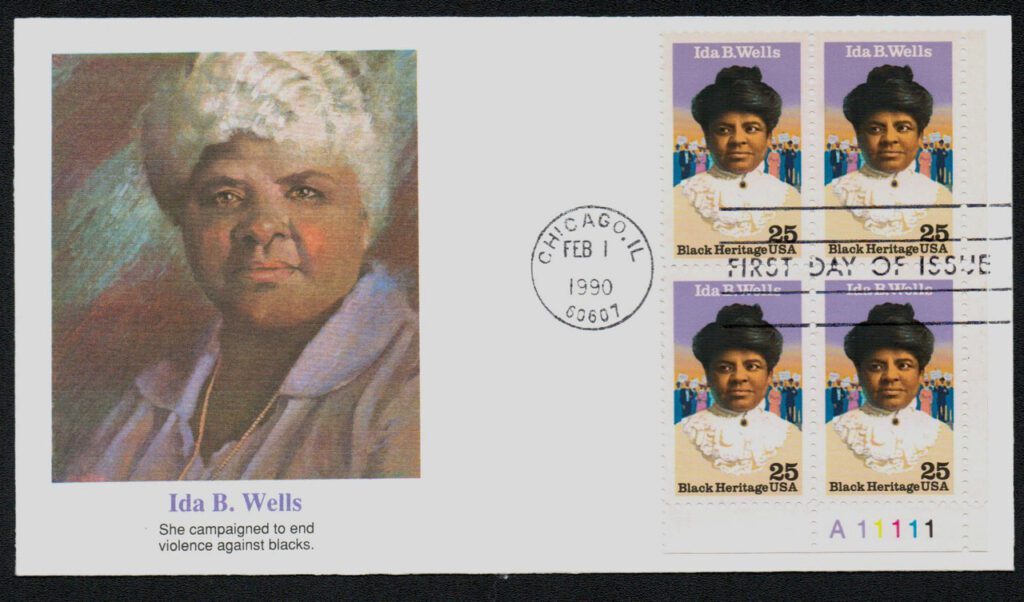 # 2442 - 1990 25c Black Heritage: Ida B. Wells Fleetwood Plate Block First Day Cover