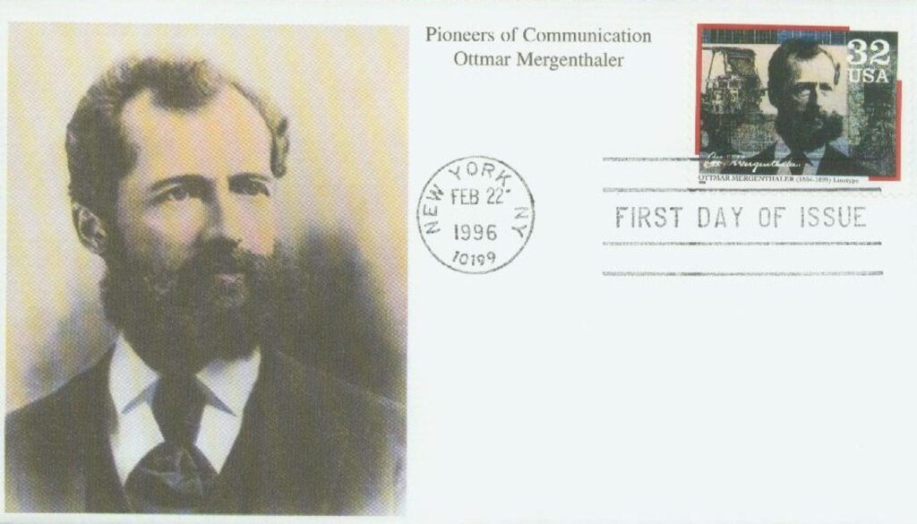 #3062 - 1996 32c Pioneers of Communication: Ottmar Mergenthaler Mystic First Day Cover