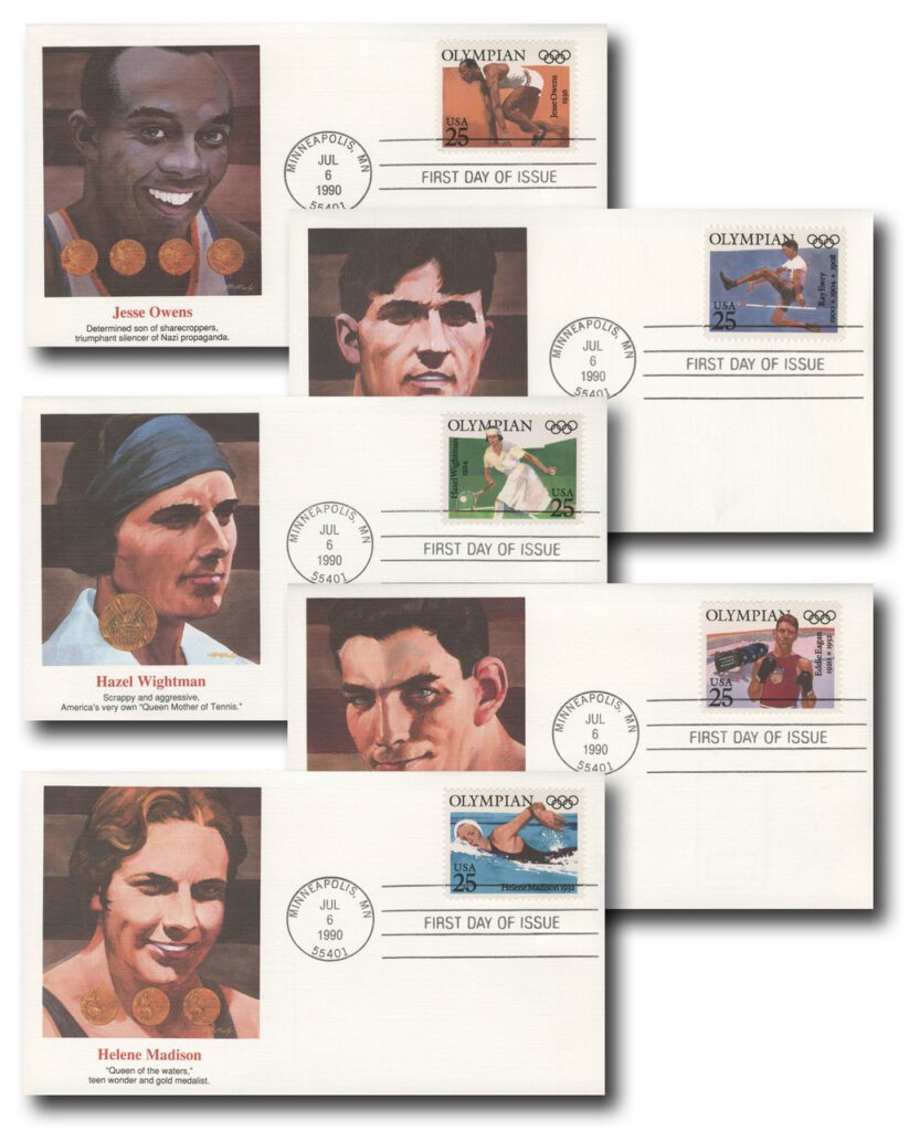 #2496-2500 - 1990 25c Olympians Fleetwood First Day Cover Set