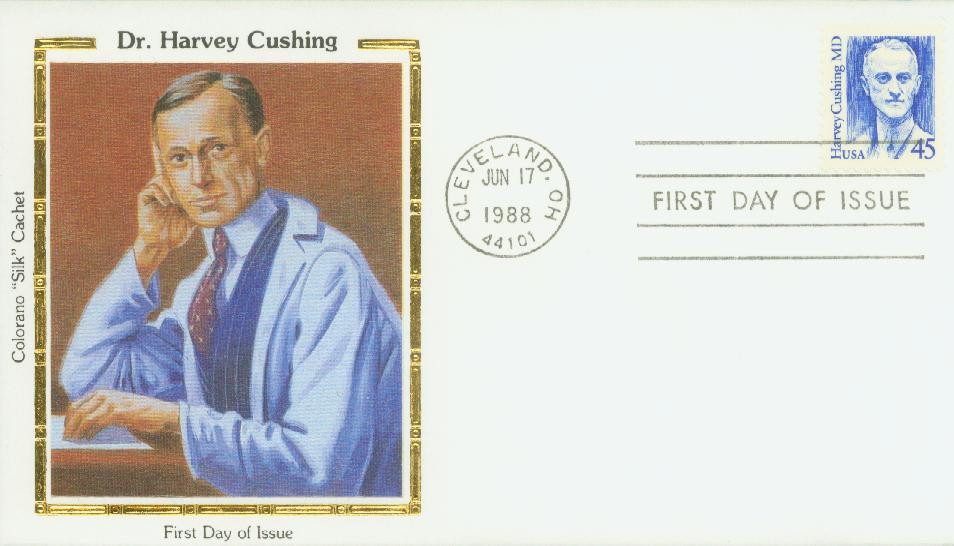 #2188
1988 45c Great Americans Series: Harvey Cushing, M.D. Colorano Silk Cachet First Day Cover