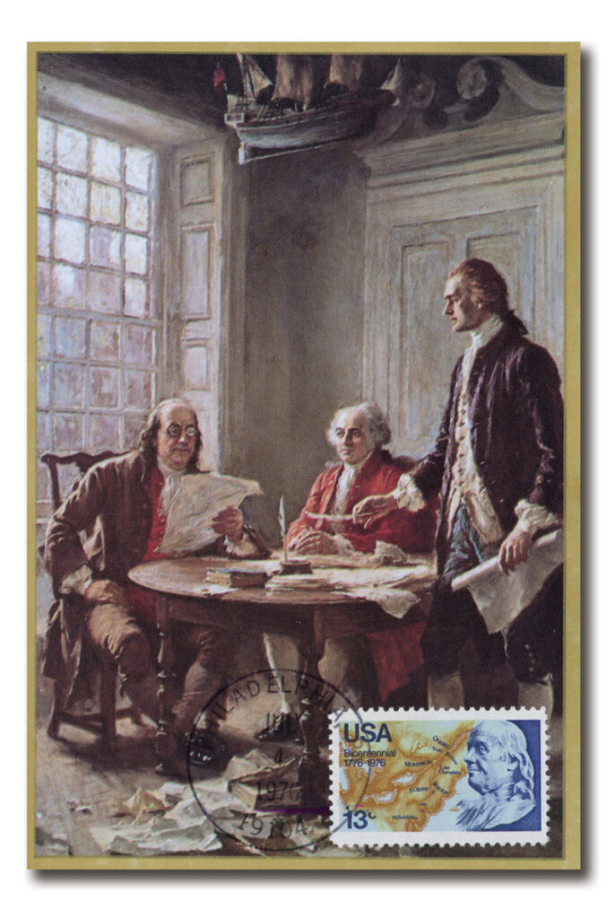 #AC569
First Day Postcard, "Writing the Declaration of Independence 1776," with #1690, America's Bicentennial