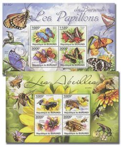 2011 Butterflies & Bees, Mint, Set of 2 Sheets, Burundi