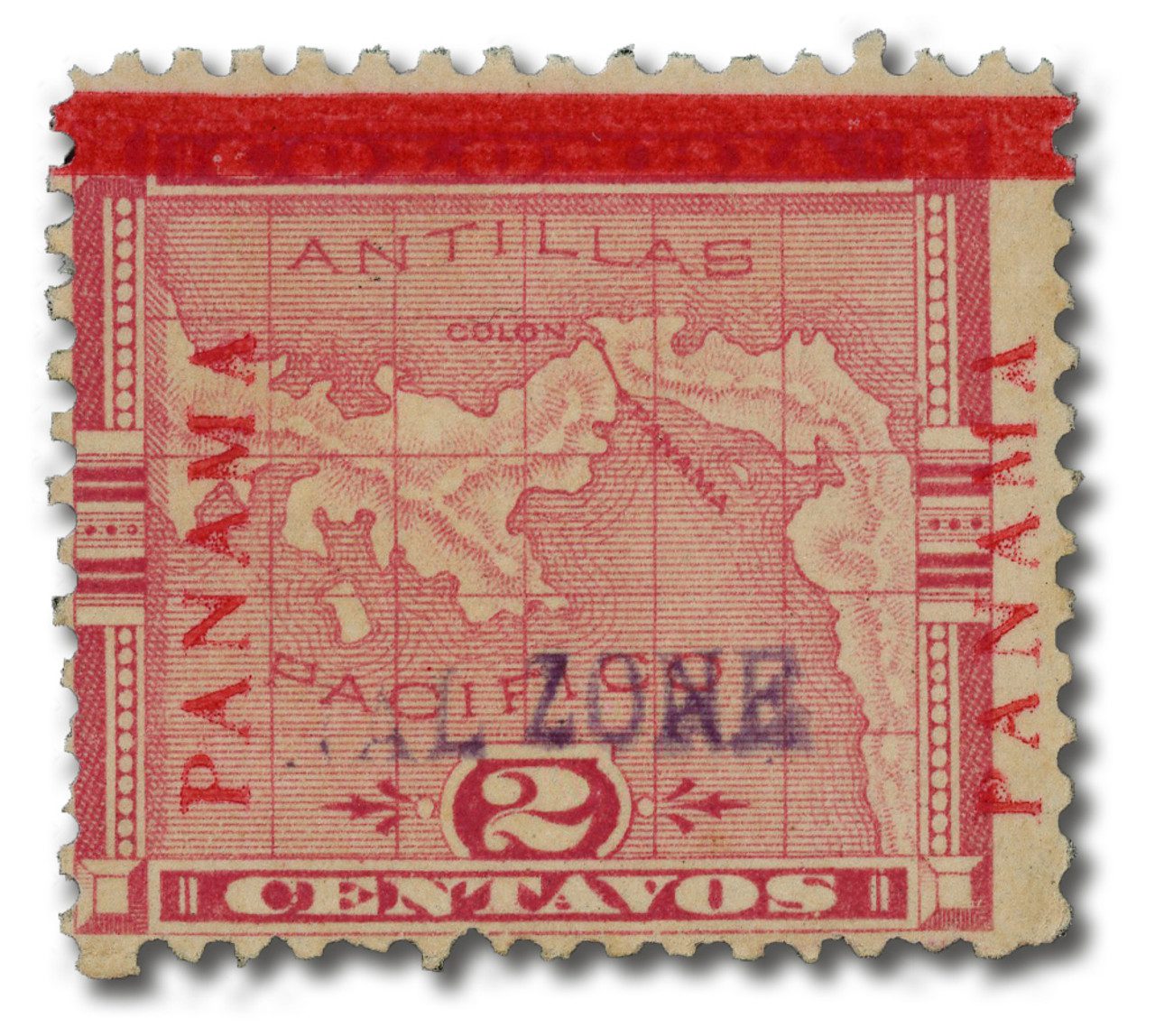 1904 2c rose, violet-blue overprint horizontal