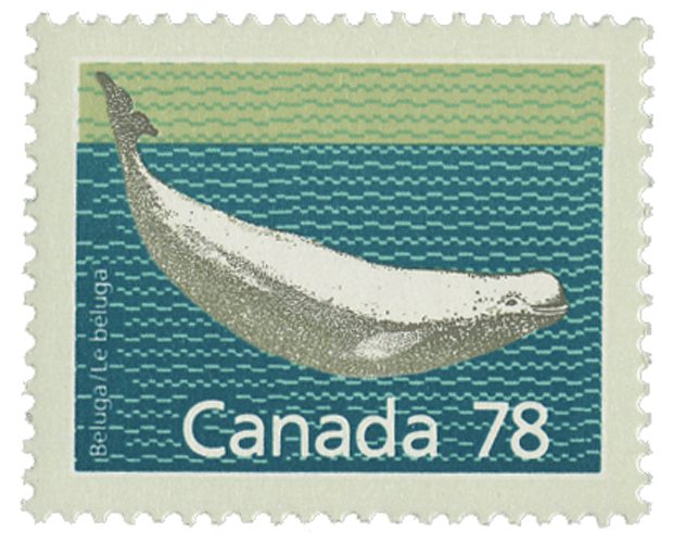 Canada #1179b – A white or beluga whale – the same creature pursued in Moby-Dick.