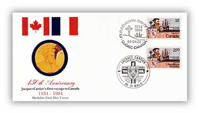 #59102C - 1984 Canada Jacques Cartier Medal FDC