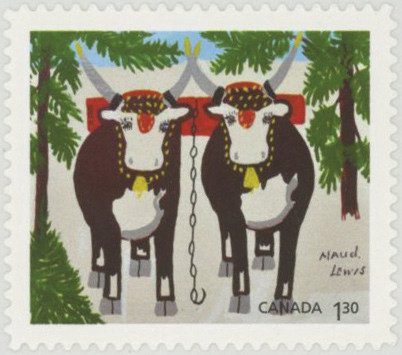 #MFN106
2020 Christmas - Team of Oxen by Maud Lewis, Mint Stamp, Canada