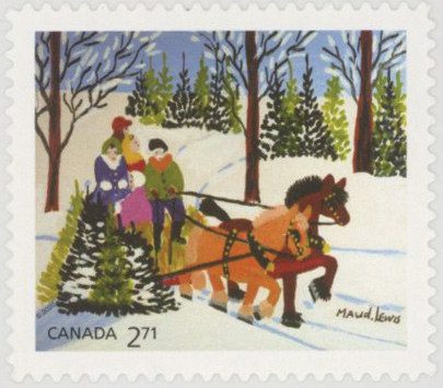 #MFN107
2020 Christmas - Family and Sled by Maud Lewis, Mint Stamp, Canada