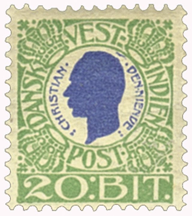 #DWI33 - 1905 20b Danish West Indies - green & blue