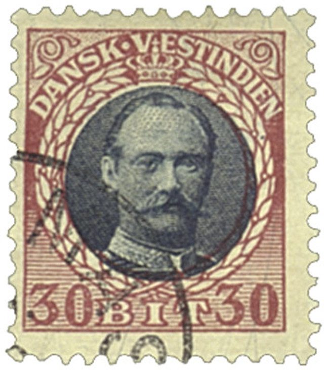 #DWI48 - 1908 30b Danish West Indies - claret & slate