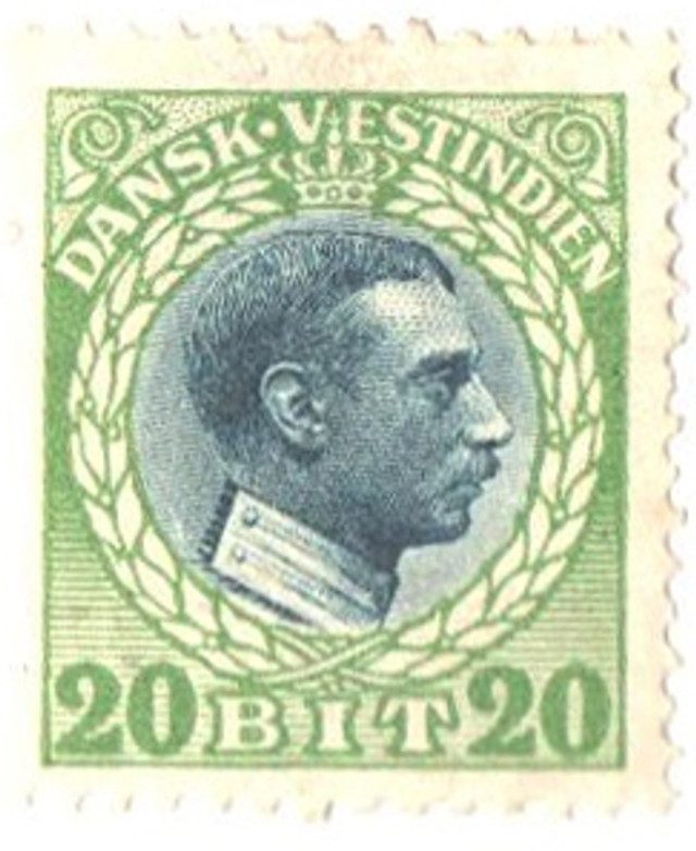 #DWI54 - 1915 20b Danish West Indies - green & blue