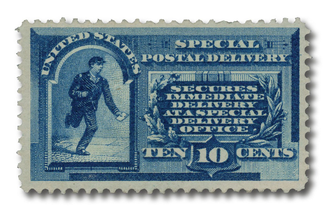 #E1
1885 10c Special Delivery, Messenger Running, Blue