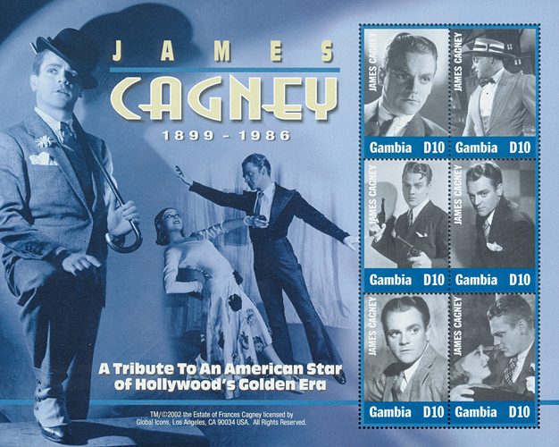 Gambia #2778 pictures Cagney in several of his popular roles.