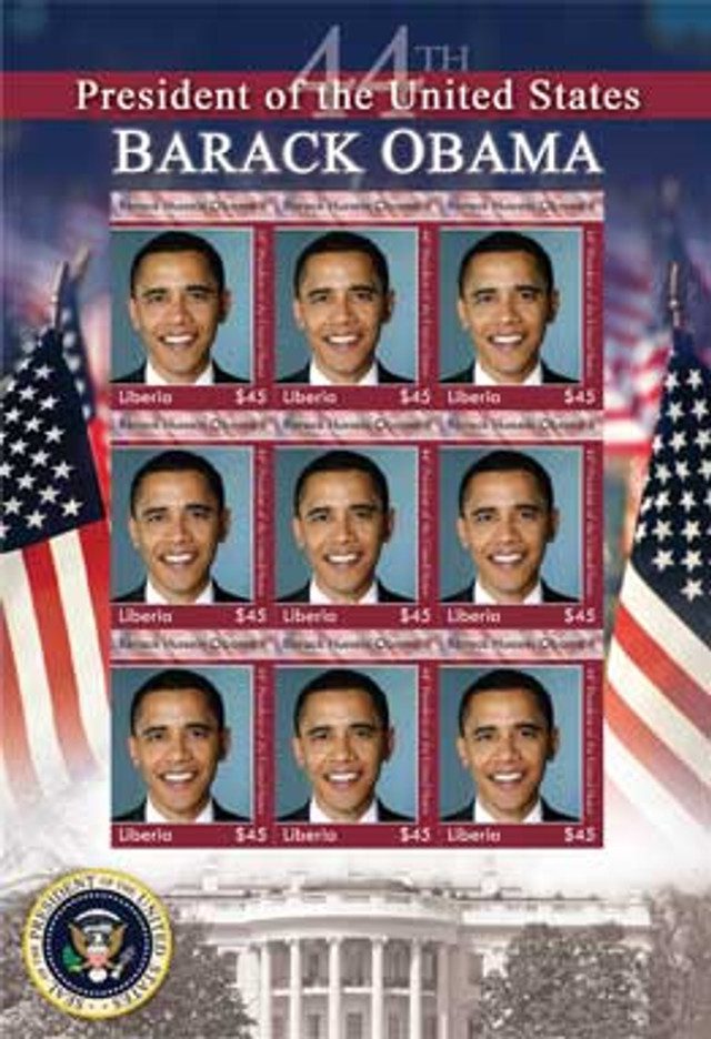 #M10305 - 2008 Liberia President Obama Sheet 9v M
