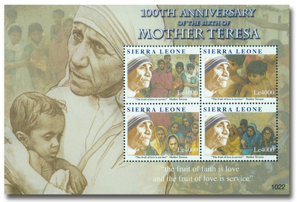 #M10818
2010 Sierra Leone Mother Teresa 4v Mint