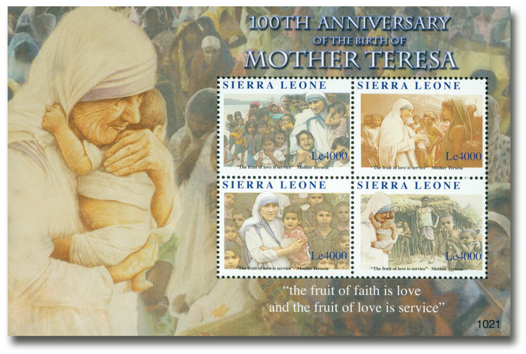 #M10819
2010 Sierra Leone Mother Teresa 4v Mint
