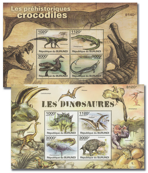 #M11499
2011 Dinosaurs, Mint, Set of 2 Sheets, Burundi