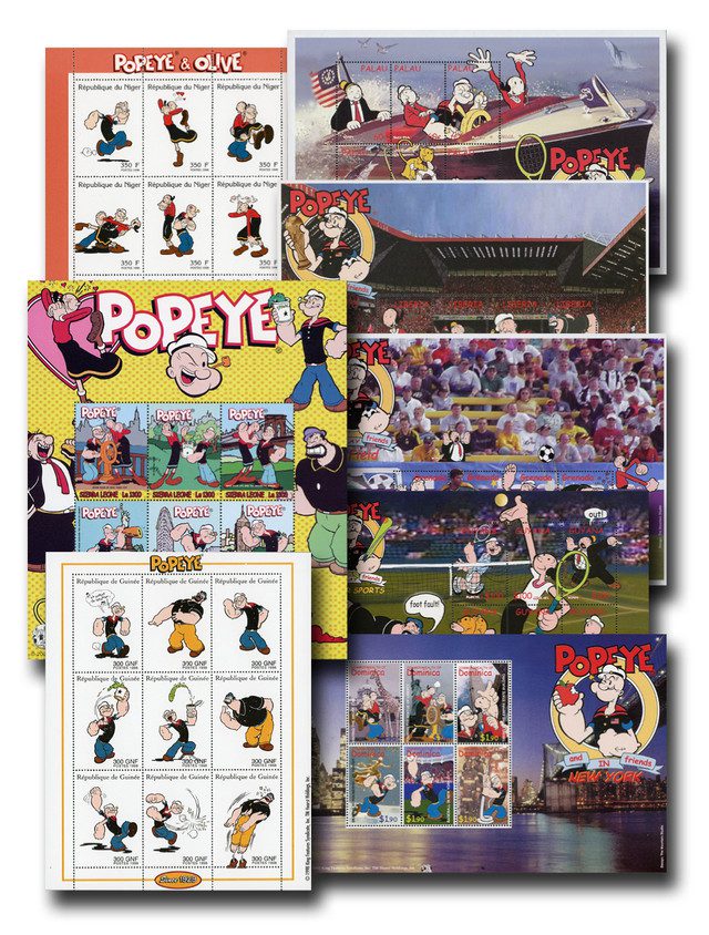 # M11796 - Popeye, Olive Oyl and Friends, Sports Fun, Mint, Set of 8 Sheets, Worldwide