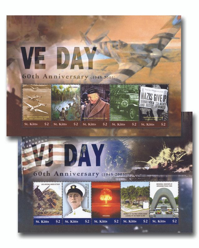 #M12323a - 2005 $2 St. Kitts 60th Anniversary of VE Day & VJ Day