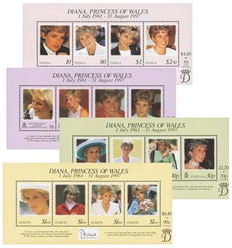 #M6234
Diana Princess of Wales Memorial Fund Mint Sheets, Set of 4, Worldwide