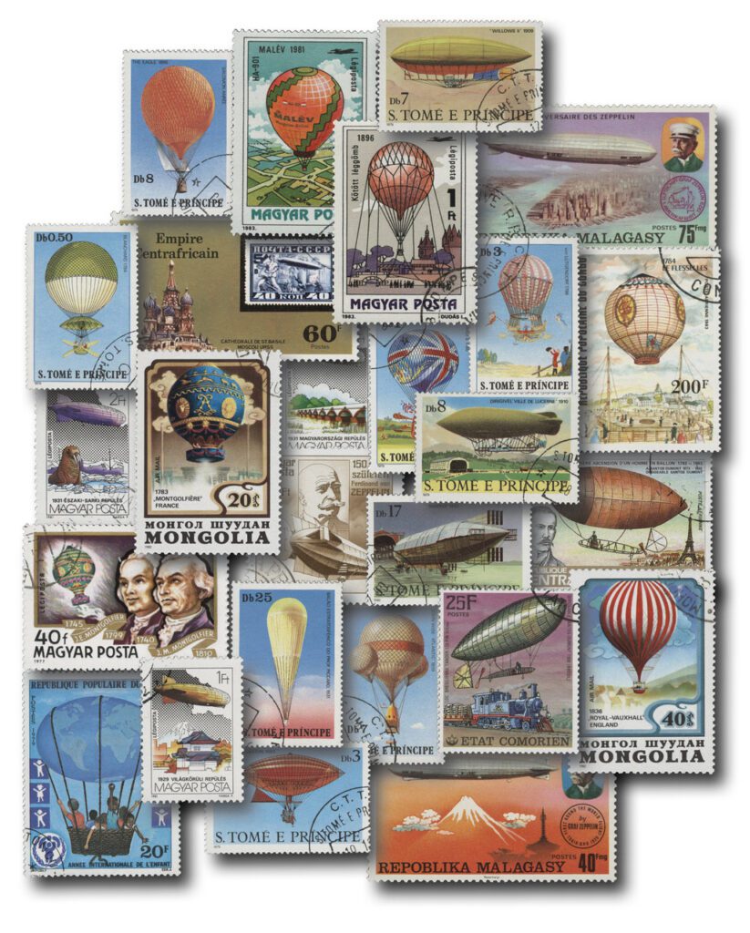 #M8415 - Zeppelins & Balloons, 100 stamps, cancelled