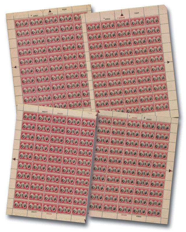 #MA2064 - 1931 #703 2c Yorktown Issue, 1st & 2nd Printings, 4 Mint Sheets Each with 50 Stamps