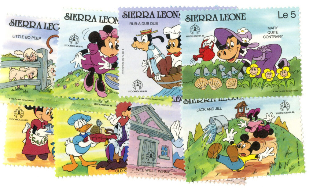#MDS419A
Sierra Leone 1986 Mother Goose, 8 Stamps