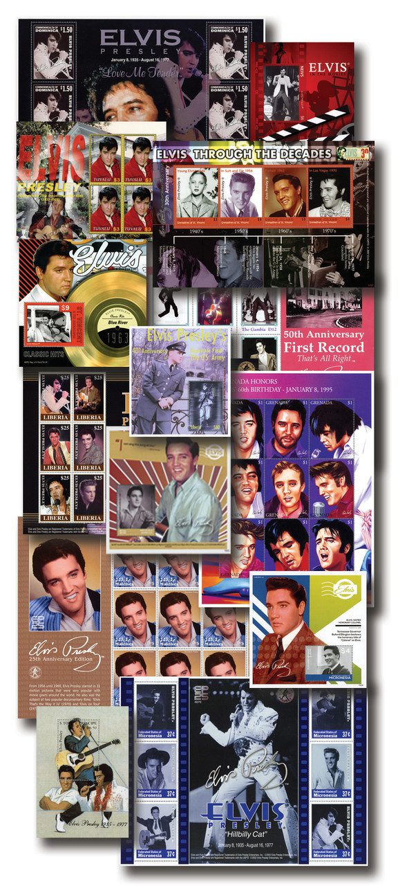 #MFN473
Collection of 15 different Elvis Foreign Sheets & Souvenir Sheets